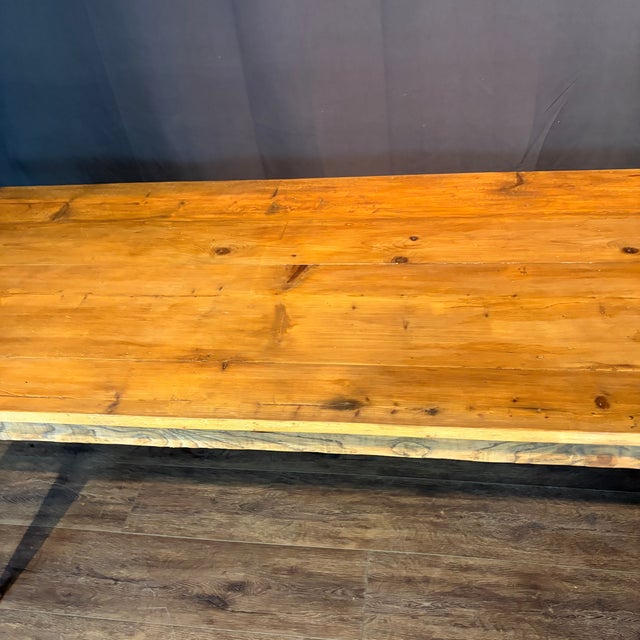 French Provincial French Provincial Farmhouse Dining Table With Plank Top and Tapered Legs For Sale - Image 3 of 9