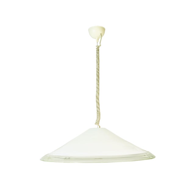 Clear & White Murano Glass Melania Pendant Lamp by Renato Toso for Leucos, 1970s For Sale - Image 14 of 14