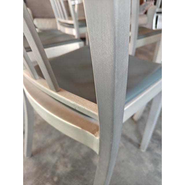 Set of Six Emeco Brushed-Aluminum Chairs. Two Armchairs & Four Side Chairs For Sale - Image 13 of 15