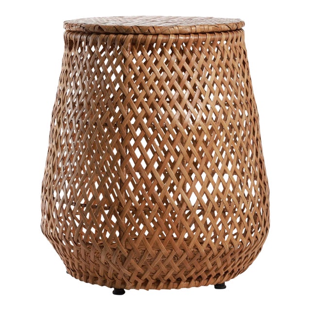 Larissa Handcrafted Rattan Stool & Side Table Storage For Sale