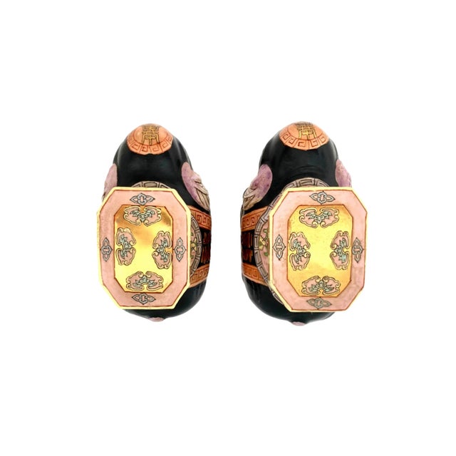 Ceramic Vintage Pair Porcelain Elephant Figurine by Maitland Smith for Oriental Decor For Sale - Image 7 of 8