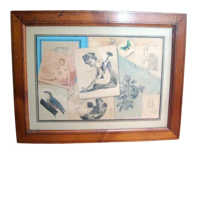 Early 19th Century French Empire Tromp L'Oeil Drawing Watercolor Grand Tour For Sale