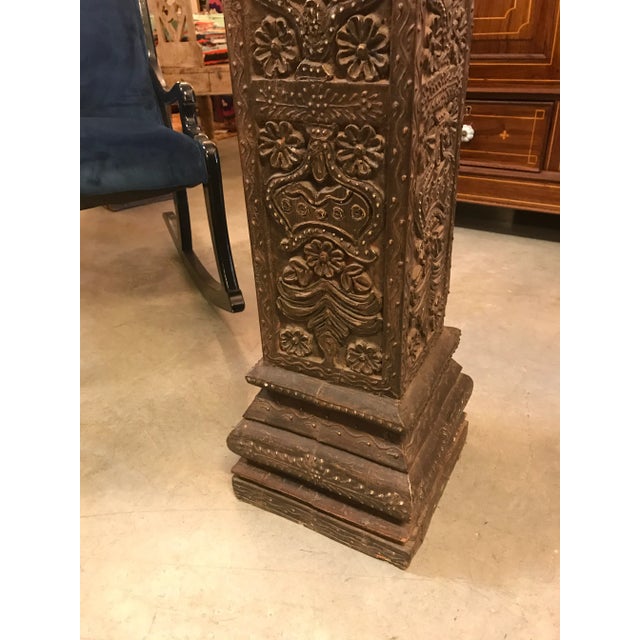 Tribal Solid Wood Hand - Carved Hand - Inlaid Pillar For Sale - Image 3 of 12