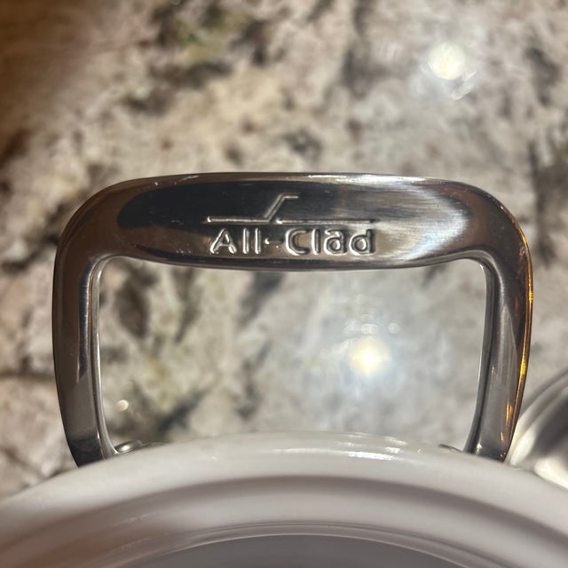 All-Clad Stainless Steel Tabletop Sauce Warmer With Porcelain Insert & Stand For Sale - Image 9 of 9