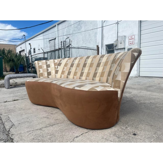 1990s Weiman Style Modern Curved Full-Back Sofa For Sale - Image 5 of 11