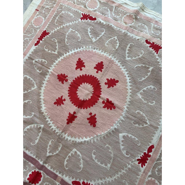 Hand-Embroidered Neutral Tan Suzani Wall Decor For Sale In New York - Image 6 of 7