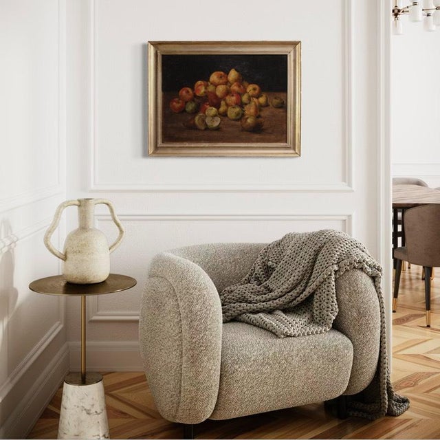 French Artist, Still Life with Fruit, 1940, Oil on Board For Sale - Image 4 of 16