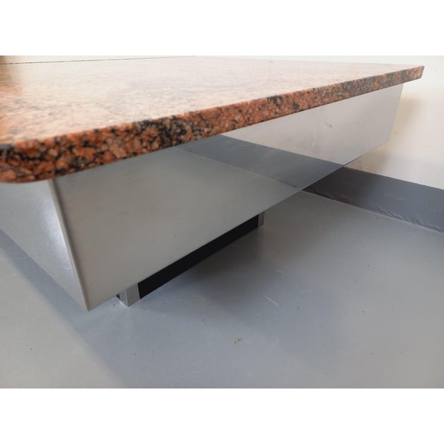 Vintage Coffee Table in Chrome Metal and Black Melamine with Bar, 1970s For Sale - Image 4 of 16