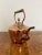Antique George III copper kettle having a shaped handle and spout, lift off lid with original knob.
