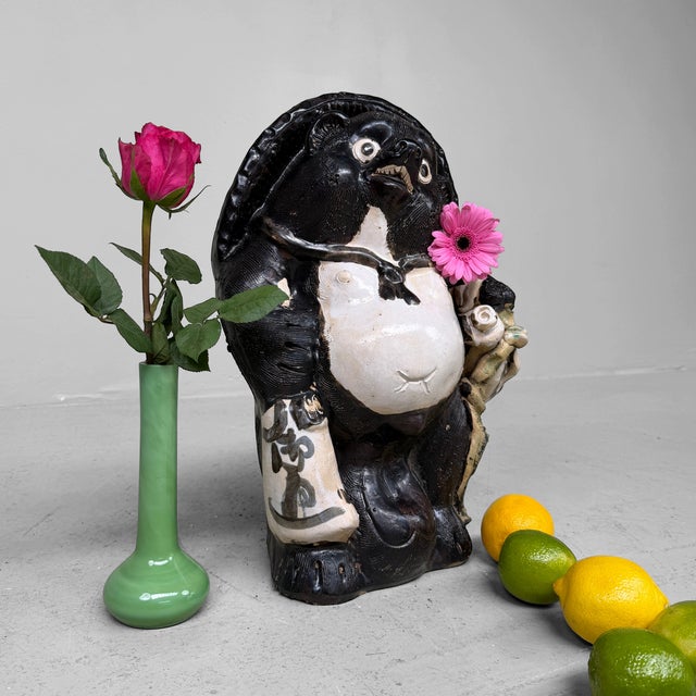 Large Shōwa Shigaraki Earthenware Decorative Tanuki Figure, Japan, 1960s For Sale - Image 6 of 12