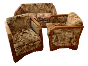 Art Deco Italian Sofa Set in the style of Fortunato Depero, 1920s, Set of 3