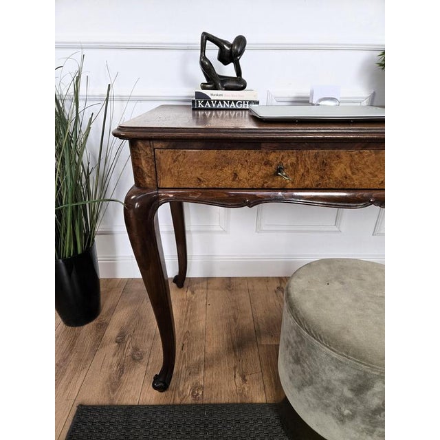 Italian Walnut Burl Desk, 1940s For Sale - Image 6 of 11