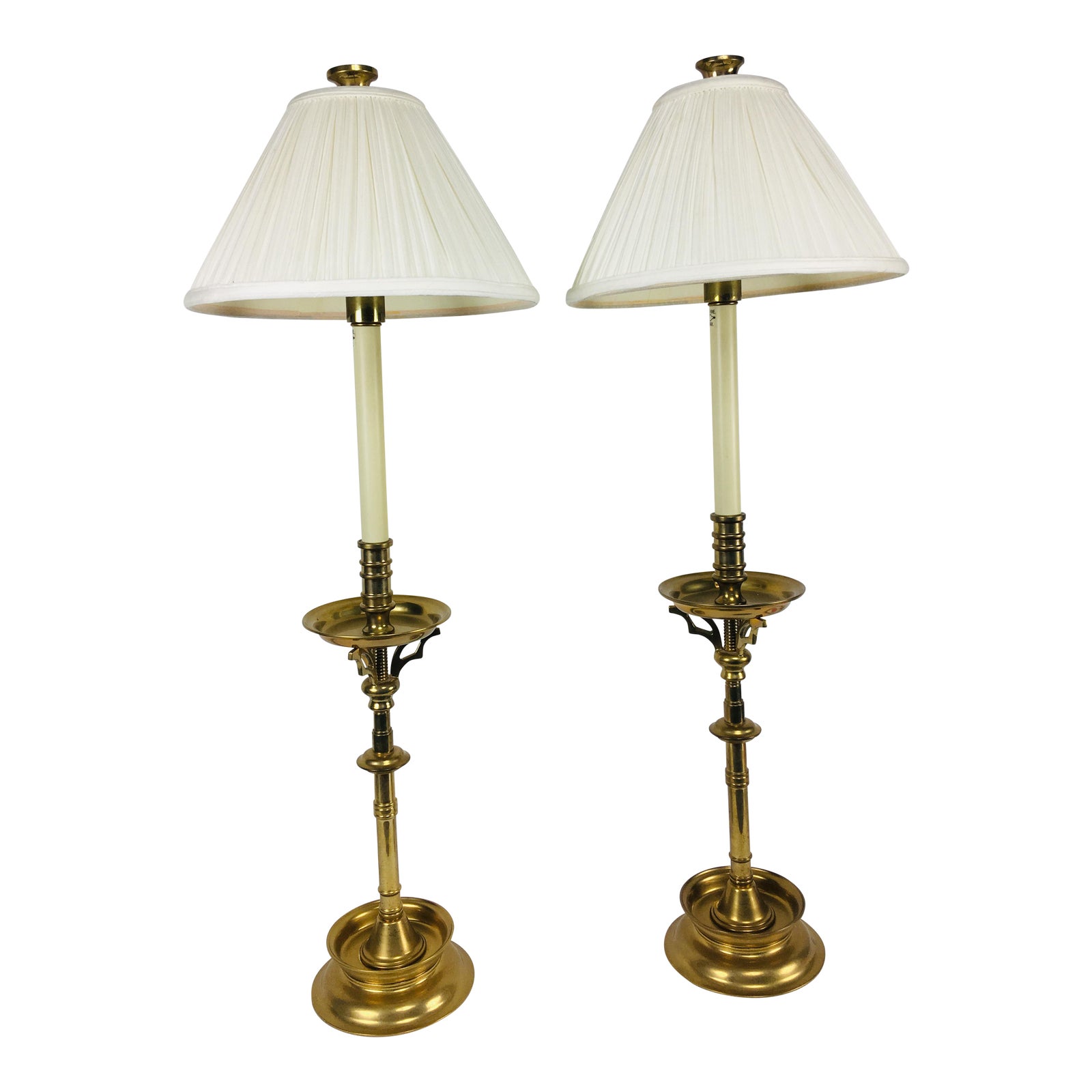 Vintage Chapman Brass Table Lamps With Shades a Pair Chairish