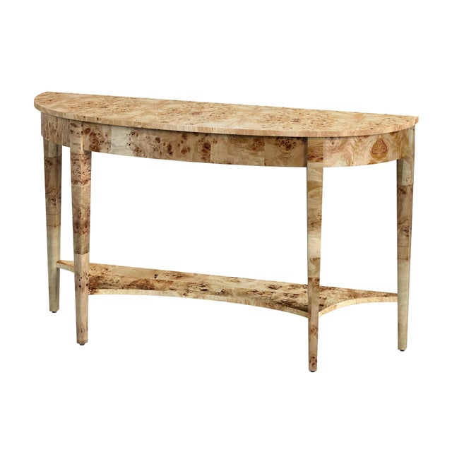 Sand Astor 54"W Demilune Console Table, Light Burl For Sale - Image 8 of 8