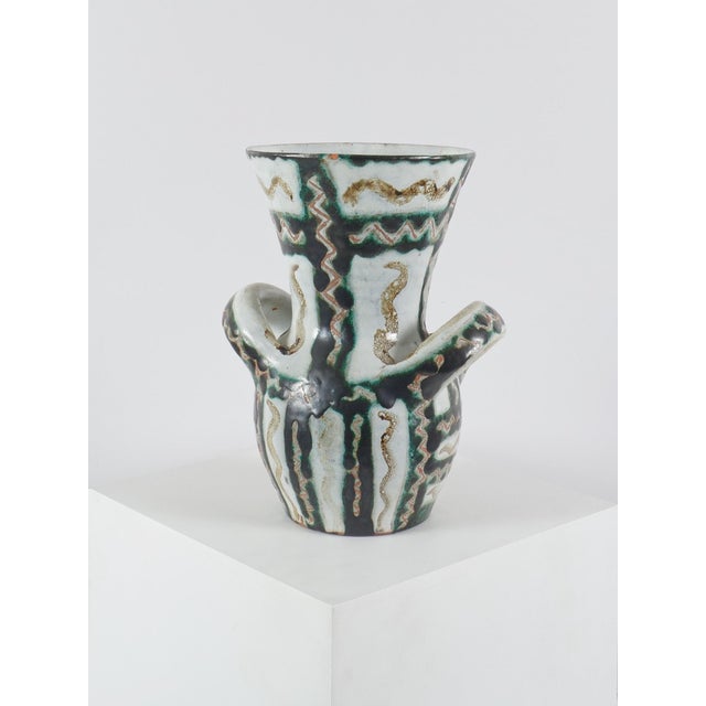 Large Ceramic Vase with Handles by Robert Picault, 1950 For Sale - Image 6 of 11