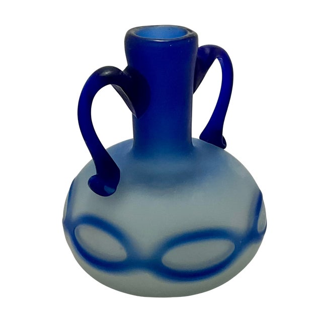 Phoenician-Style Blue Satin Glass Amphora Vase For Sale In Los Angeles - Image 6 of 10