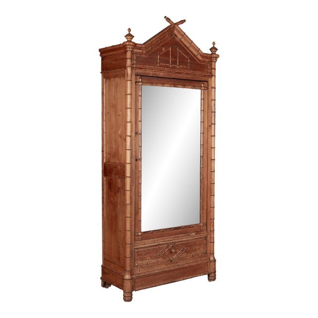 19th Century French Faux Bamboo Armoire or Wardrobe For Sale