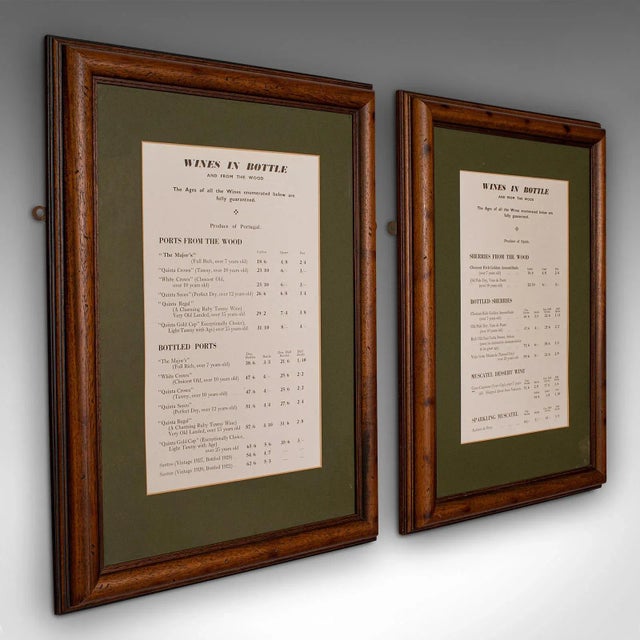 1930s Pair of Vintage Art Deco English Framed Wine Lists For Sale - Image 11 of 11