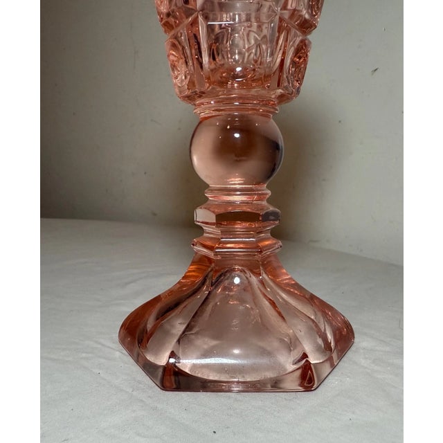 19th Century Antique 19th Century Westmoreland Coinspot Pink Glass Brass Whale Table Oil Lamp For Sale - Image 5 of 9