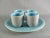 Dove Gray English Poole Pottery Twintone Sky Blue & Dove Grey Egg Cups With Tray - 5 Pieces For Sale - Image 8 of 8