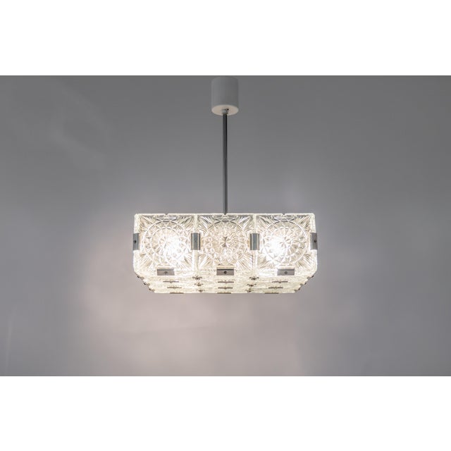 Large Mid-Century Glass Chandelier from Veb Lighting, Germany, 1970s For Sale - Image 11 of 16