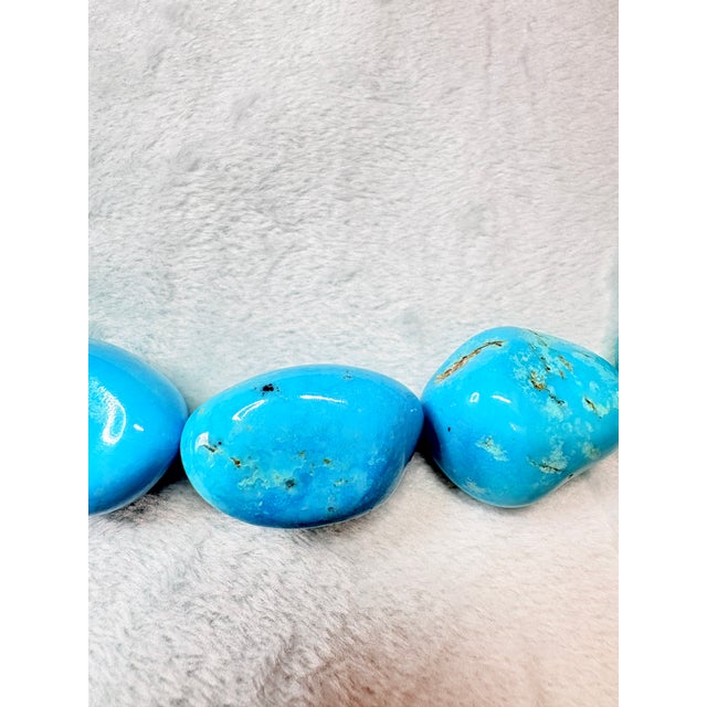 1970s Hand-Fabricated Sterling and Turquoise Nugget Necklace W/ Mosaic Inlay Clasp For Sale - Image 10 of 16