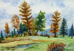 Alfred Siegris, Vintage Watercolor Landscape - Argau