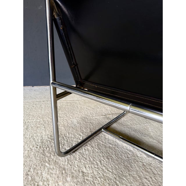 Mid-Century Modern Minimalist Leather Lounge Chair, France, 1970s For Sale - Image 17 of 18