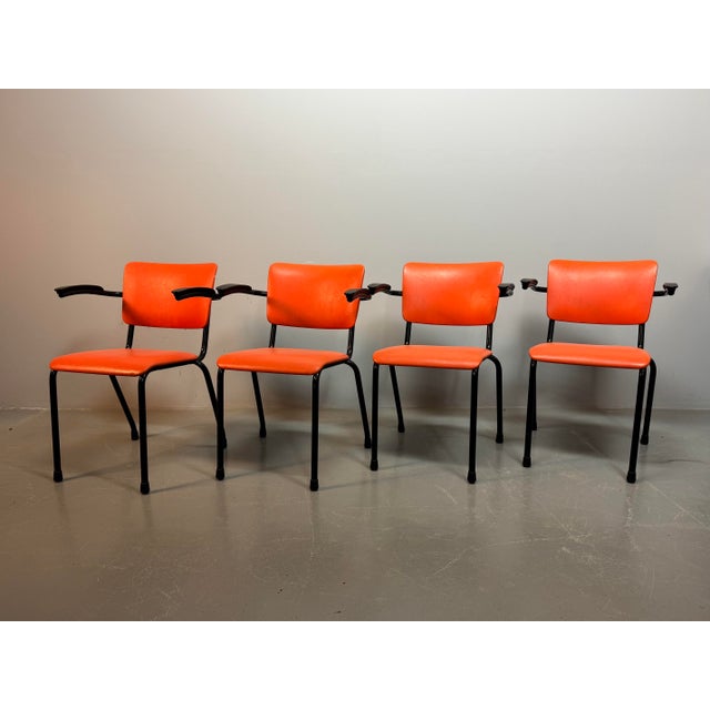 Mid-Century Modern Mid-Century Orange Dining Chairs from Ahrend de Cirkel, Netherlands, 1960s, Set of 4 For Sale - Image 3 of 5
