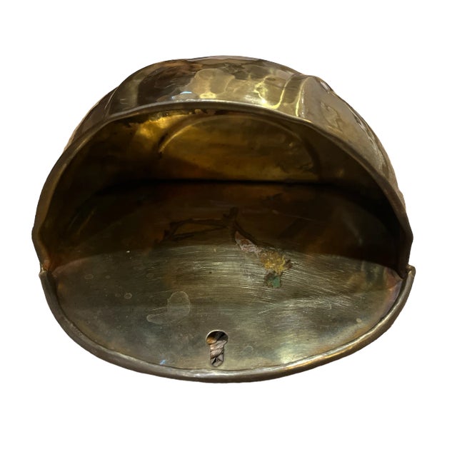 Hollywood Regency 1970s Shiny Lacquered Solid Brass Wall Pocket Planter For Sale - Image 3 of 9