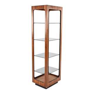 Mid Century Walnut and Smoked Glass Étagère by Lane, 1970s For Sale