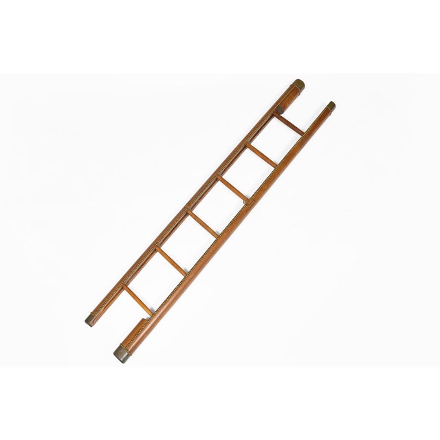 English Leather Covered Pole Ladder For Sale - Image 3 of 10
