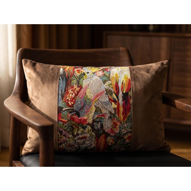 Handmade Mocha Velvet Lumbar Pillow Cover For Sale - Image 10 of 16