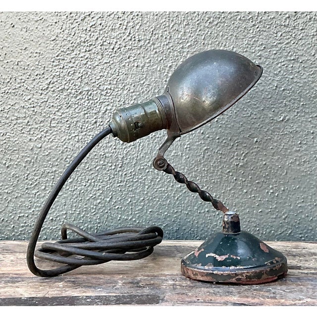 American Vintage Industrial Articulated Desk Lamp With Clip For Sale - Image 3 of 12