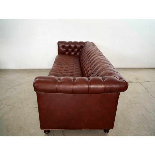 1970’s Hollywood Regency Tufted Leather Chesterfield Sofa For Sale In Los Angeles - Image 6 of 12