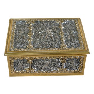 Antique Erhard & Sohne Jewelry Trinket Box Gold Silver For Sale