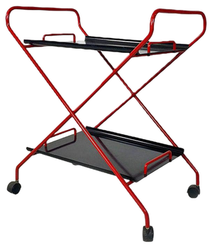Italian Modern Black and Red Metal Food Trolley on Wheels, 1980s