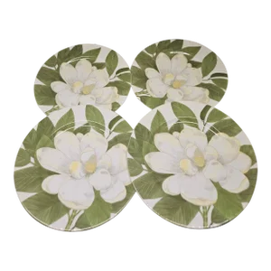 Set of Four, Fitz and Floyd D. H. Holmes 1976 7 1/2” Palais Gardenia Magnolia Plate Salad Dessert