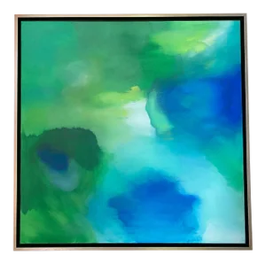 “The Depth of Blue” Contemporary Abstract Acrylic Painting by Jennifer Hopkins-Wilcox, Framed