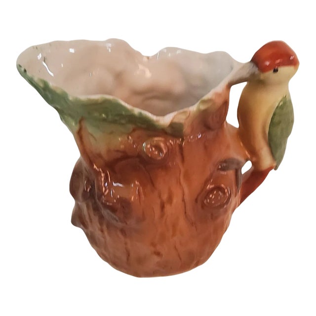 Antique German Porcelain Woodpecker Creamer Jug For Sale