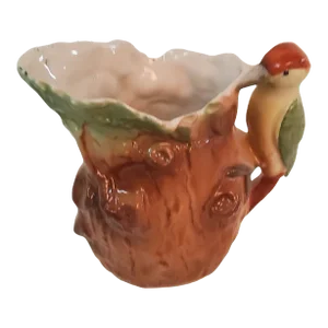 Antique German Porcelain Woodpecker Creamer Jug