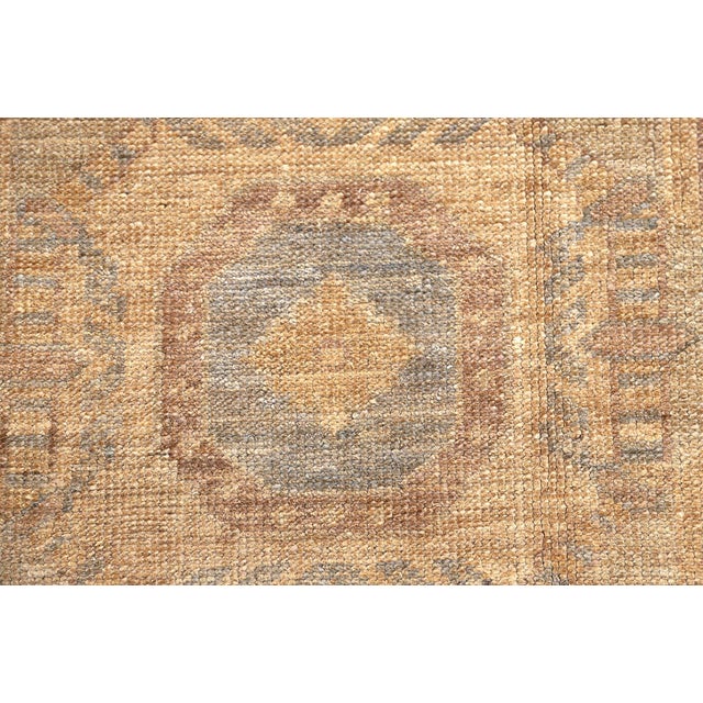 Textile 10x14 Fine Hand-Knotted Golden Geometric Oushak Style Rug For Sale - Image 7 of 9