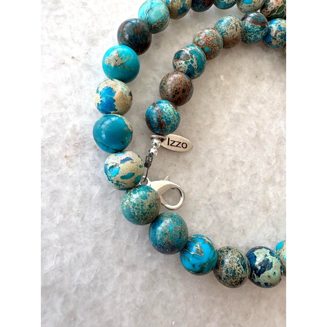 Ocean Jasper Beaded Necklace With Silver Plated Clasp by Matthew Izzo For Sale - Image 4 of 5