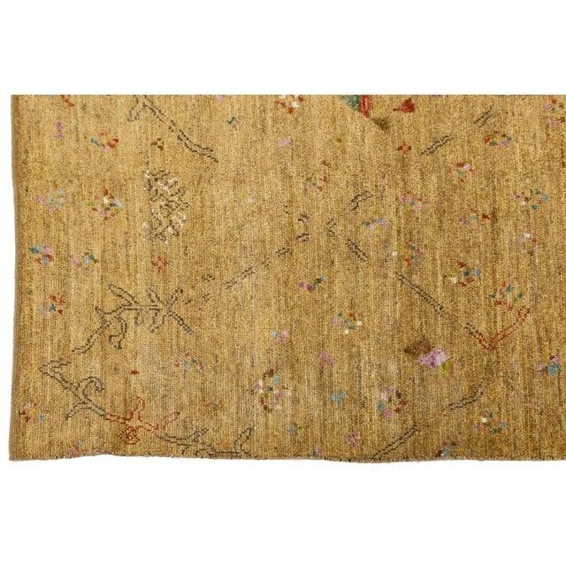 Hand-Knotted Wool Area Rug - Golden Ochre Modern Moroccan Style For Sale In New York - Image 6 of 11