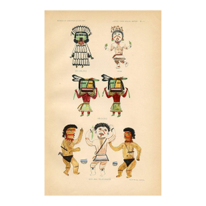 Early 1900s, Hopi Indian Kachina Print, Rain Kachina, Original Antique Native American Lithograph
