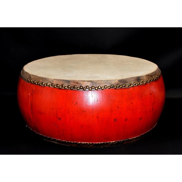 Red Lacquer Drum 26" For Sale - Image 10 of 13