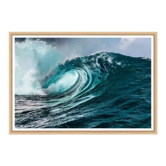 "Teahupoo, the Wave" Contemporary Reproduction Print by Stephan Debelle, Framed 48 X 32 Inches For Sale