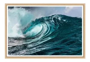 "Teahupoo, the Wave" Contemporary Reproduction Print by Stephan Debelle, Framed 48 X 32 Inches