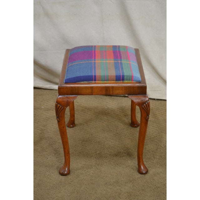 Brown Queen Anne Style Custom Walnut Bench For Sale - Image 8 of 13