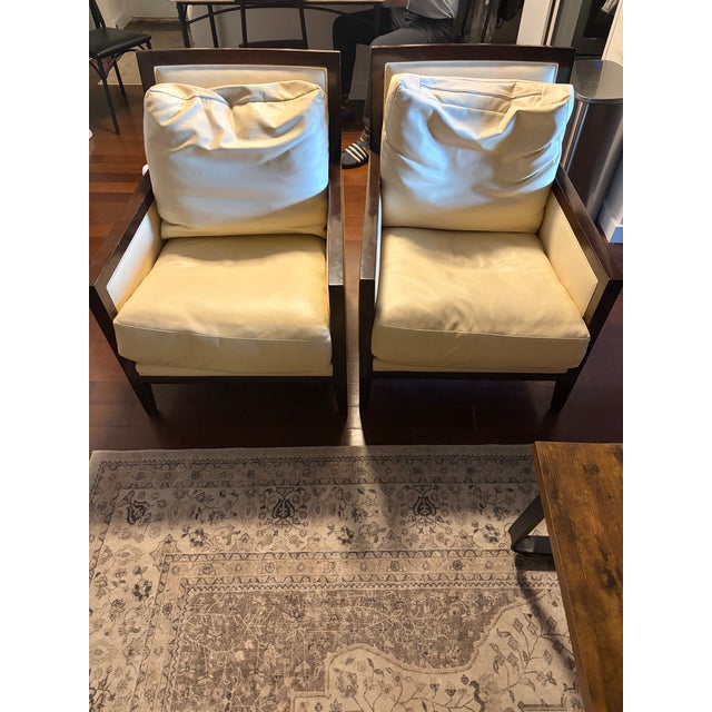 Cream A Rudin Light Brown Leather Armchairs (2) For Sale - Image 8 of 8